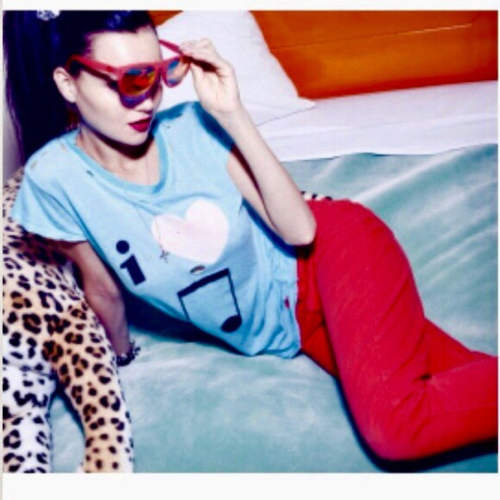 Wildfox I 💕 Music Ripped Rocket Tee